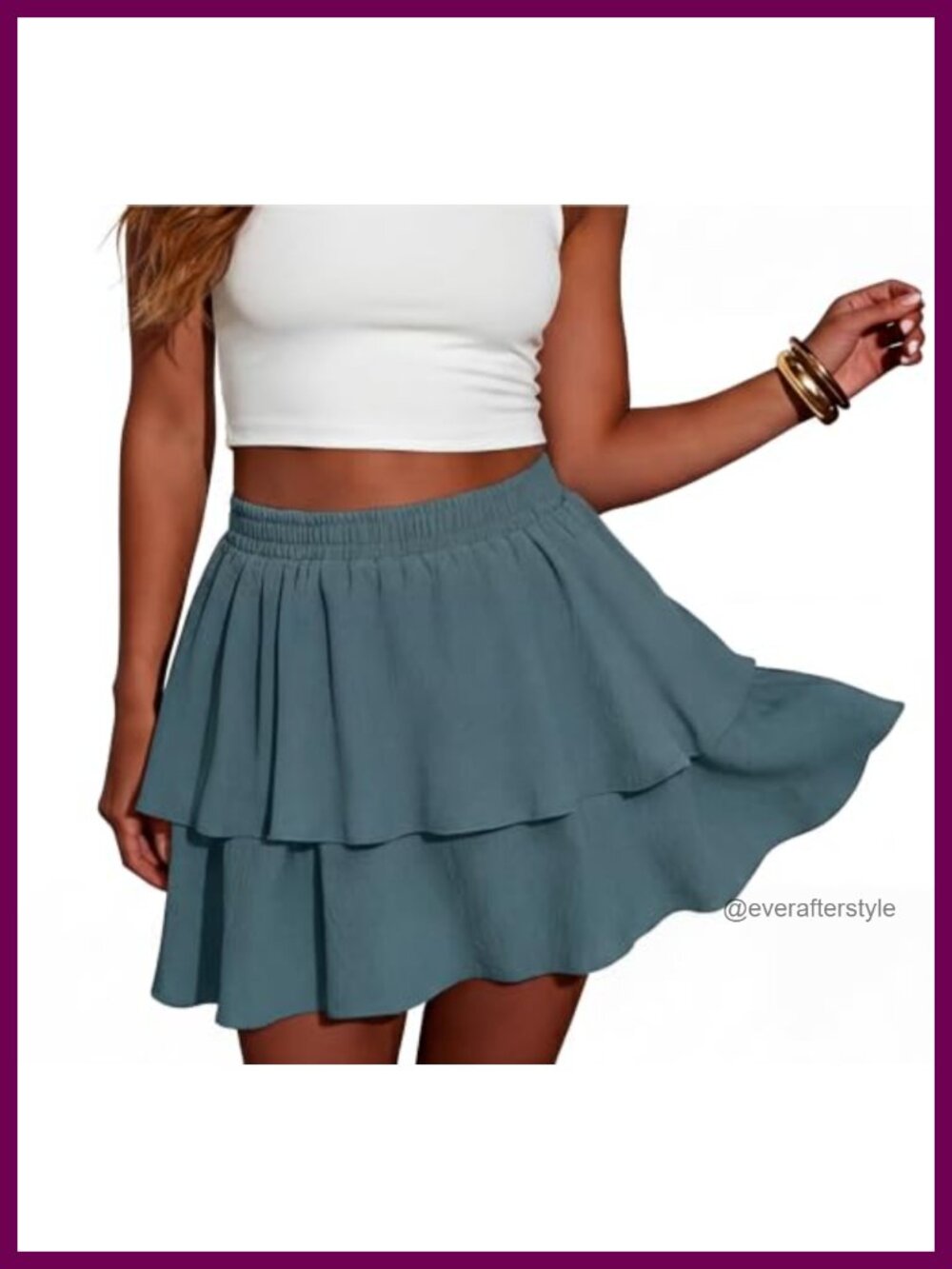 Boho Mini Skort with Shorts Underneath, Ruffle Tiered Flowy Skort with Pockets